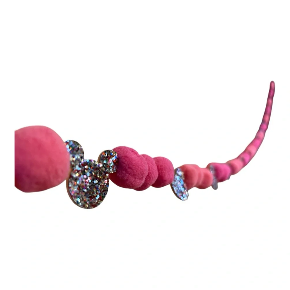 7 ft Valentine's Day Pinks Disney Glitter Mickey Pom Pom Garland Handmade thread